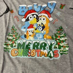 Sz M New W/O Tag Bluey Family Merry Christmas Shirt Family Mom Dad Muffin Grey